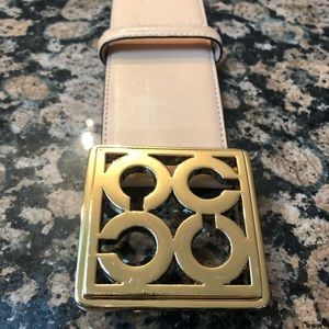 Coach wide belt with gold logo